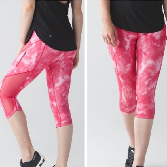 lululemon athletica Pants - Lululemon Sun Runner Pink tie dye Crop